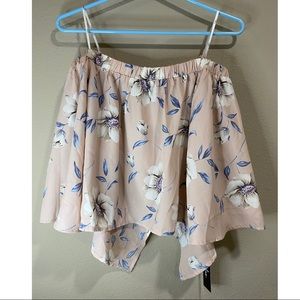 Lulus Off the Shoulder Flower Crop Top